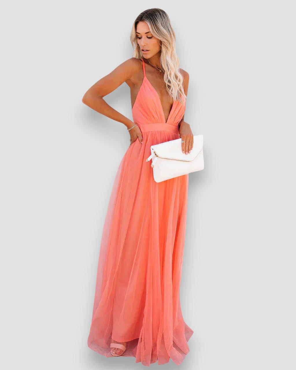 LORE I ELEGANTES MAXIKLEID MIT V-AUSSCHNITT