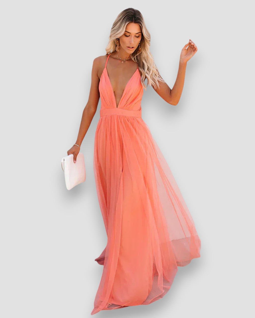 LORE I ELEGANTES MAXIKLEID MIT V-AUSSCHNITT