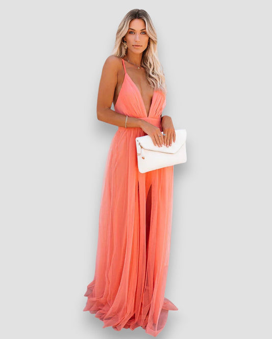 LORE I ELEGANTES MAXIKLEID MIT V-AUSSCHNITT